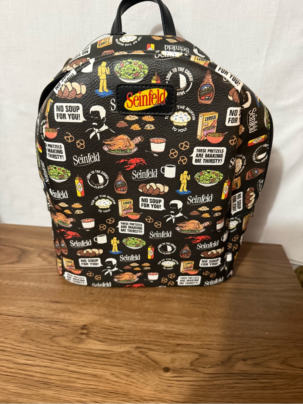 Seinfeld Patterned Black Backpack, small